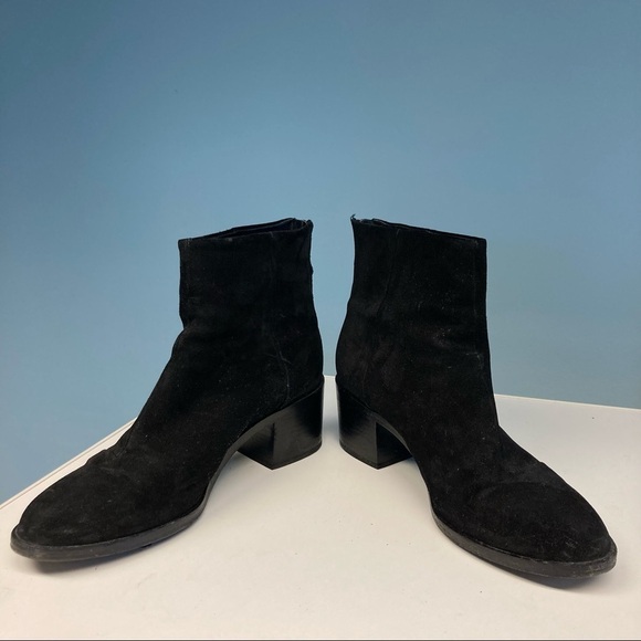 RAG & BONE Sz 39.5 Ashby Boot Suede Stacked 2.5” Heel  Back Zipper - Picture 2 of 10
